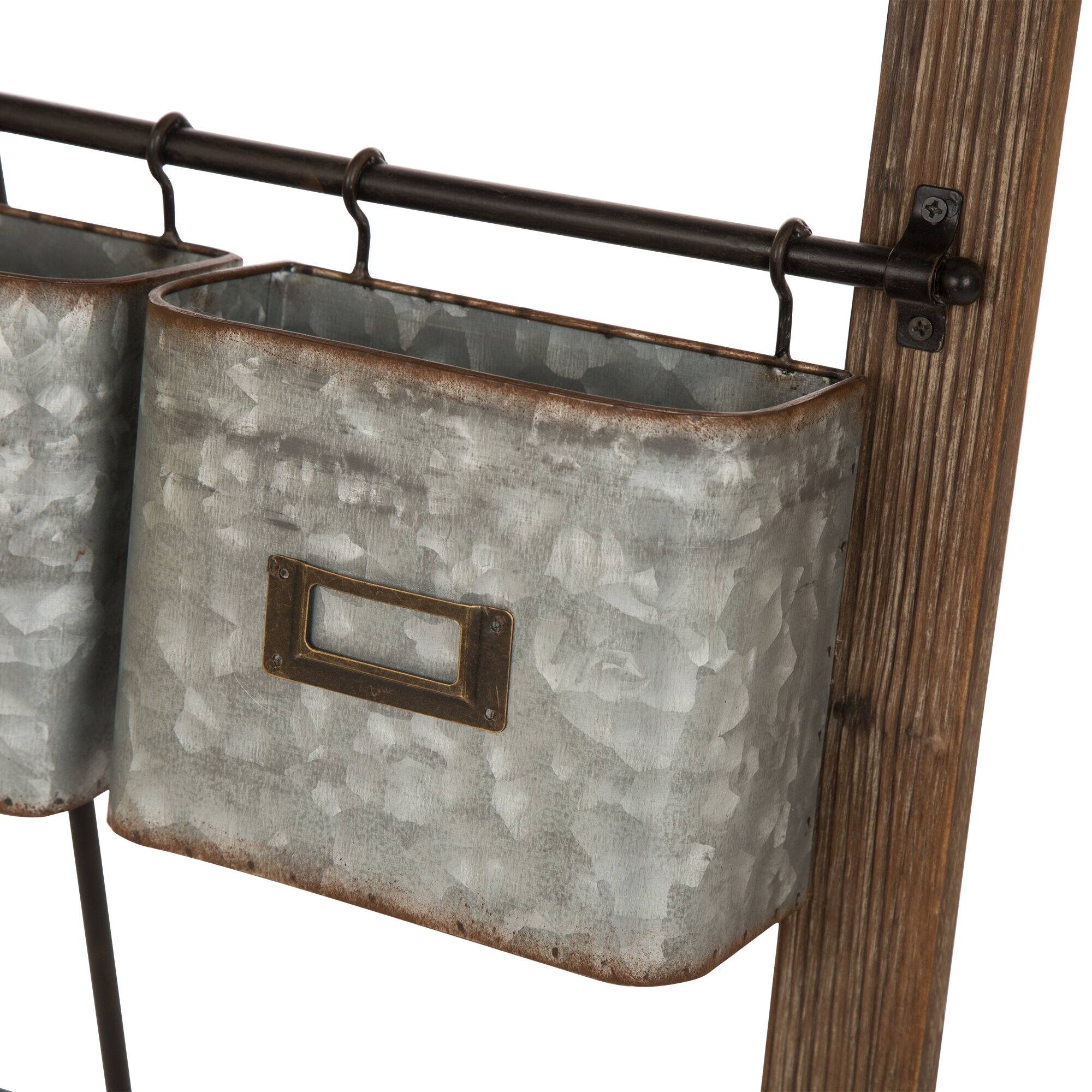Glitzhome® 43.31" Farmhouse Metal & Wooden Magazine Rack